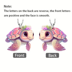Flower Turtle 2D Acrylic Car Mirror Decorative Pendant & Key Chain