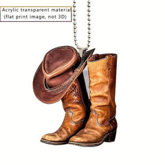 Stylish Acrylic Cowboy Hat Keychain for Car Interior