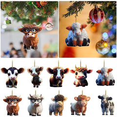 Cow Car Acrylic Pendant Christmas Tree Decoration Home Decor