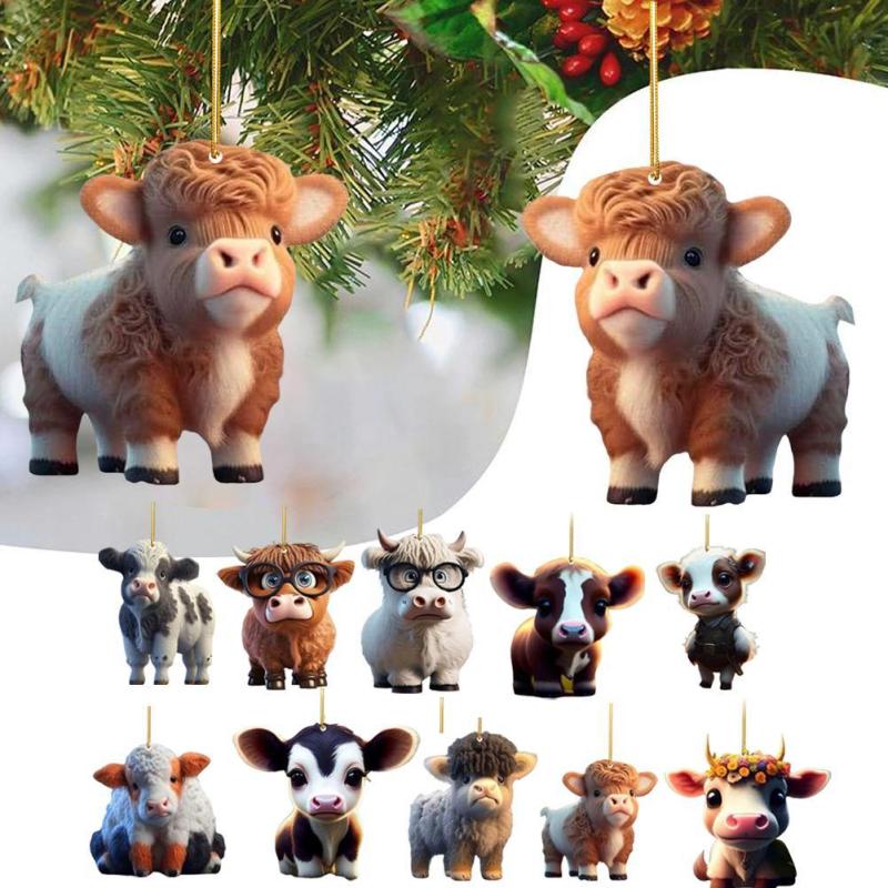 Cow Car Acrylic Pendant Christmas Tree Decoration Home Decor
