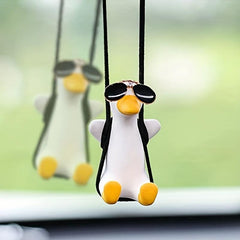 Swing Duck Car Ornament Sunglass Duck Pendant Rearview Mirror Interior Decor