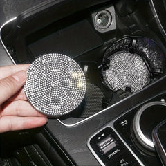 2pc Artificial Diamond Car Cup Mat Anti-slip Insulation Silicone Water Cup Mat