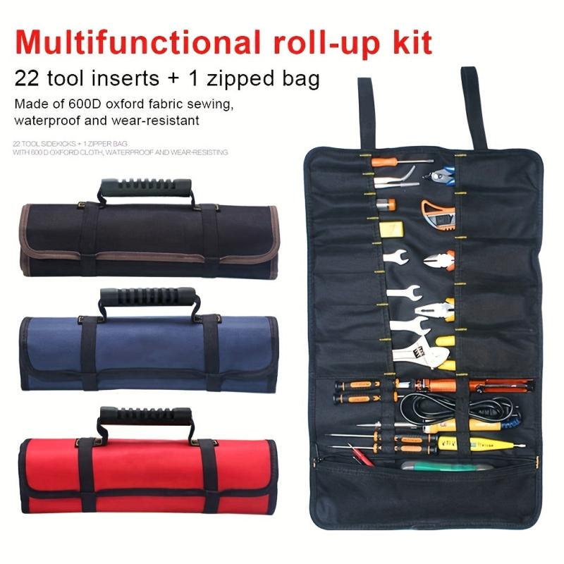 Large Wrench Roll Up Tool Bag 22 Pockets Organizer