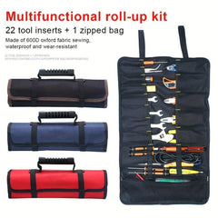 Large Wrench Roll Up Tool Bag 22 Pockets Organizer