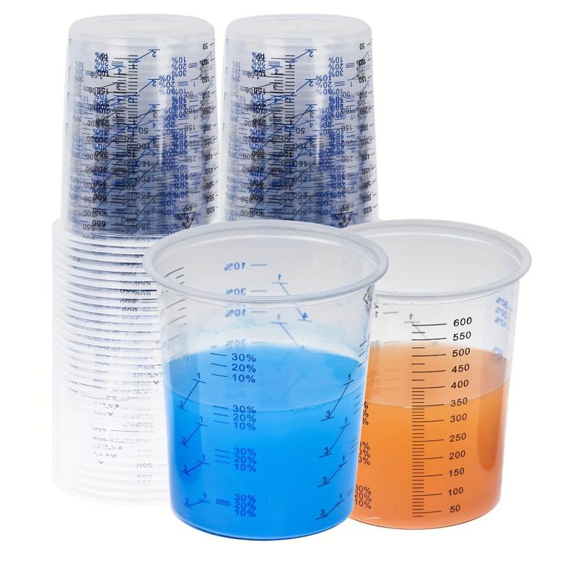 Disposable Measuring Cups 20 oz Clear Plastic Graduated Cup Epoxy Resin Mixing
