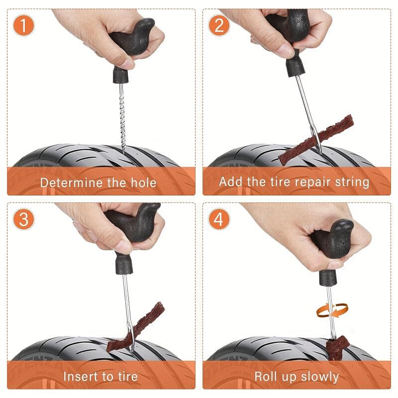 8Pcs Flat Tire Repair Kit with Tire Repair Strings Car Rubber Strips Plug