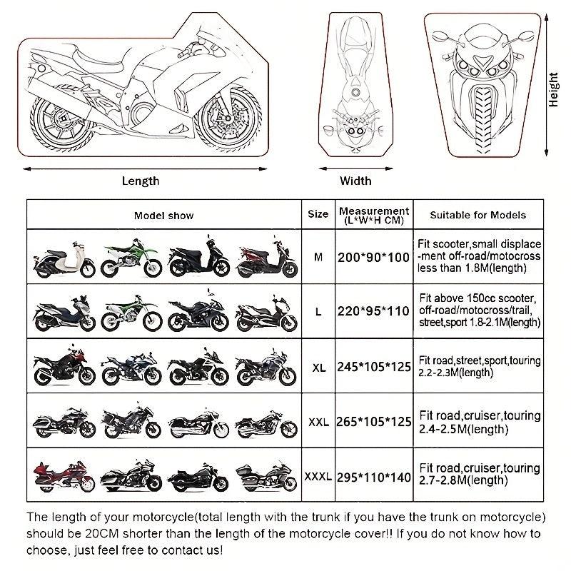 Waterproof Motorcycle Cover Outdoor UV Protective, Dustproof, Wear Resistant