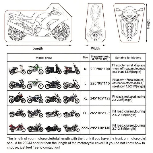 Waterproof Motorcycle Cover Outdoor UV Protective, Dustproof, Wear Resistant