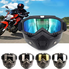Removable Motorcycle Helmet Open Face Mask Goggles