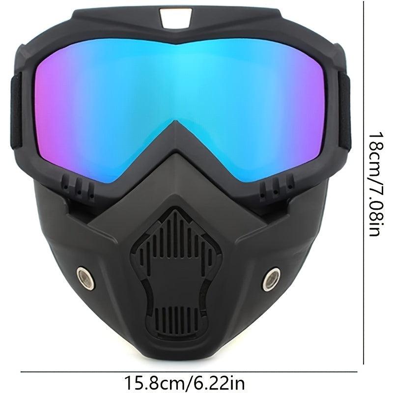 Removable Motorcycle Helmet Open Face Mask Goggles