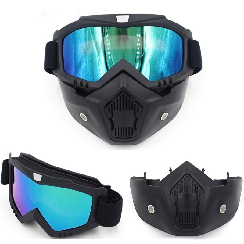 Removable Motorcycle Helmet Open Face Mask Goggles