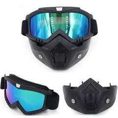 Removable Motorcycle Helmet Open Face Mask Goggles