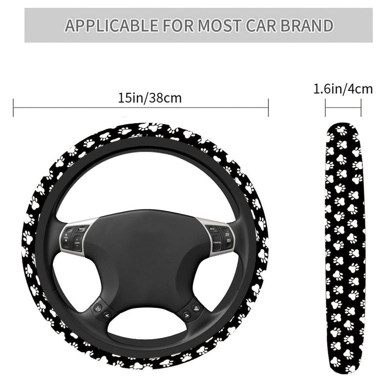 1pc Dog Paw Print Steering Wheel Cover