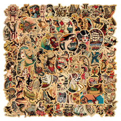 100pcs Retro Girl Graffiti Waterproof Stickers for Computers Water Bottles