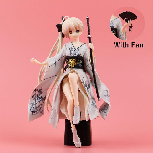 Anime Girl Kimono Figure Car Ornament with Base