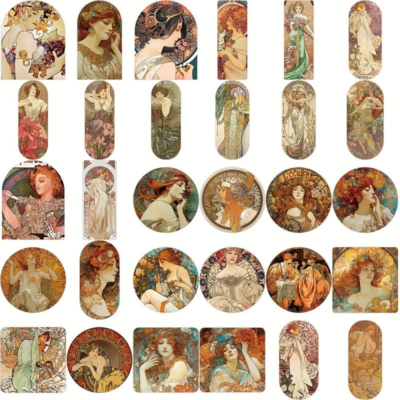 60 Vintage Art Decal Stickers for Kids & Teens - Laptop, Water Bottles