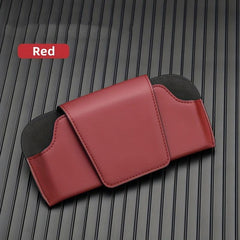 Car Sun Visor Glasses Box Sunglasses Storage Box PU Leather Glasses Clip