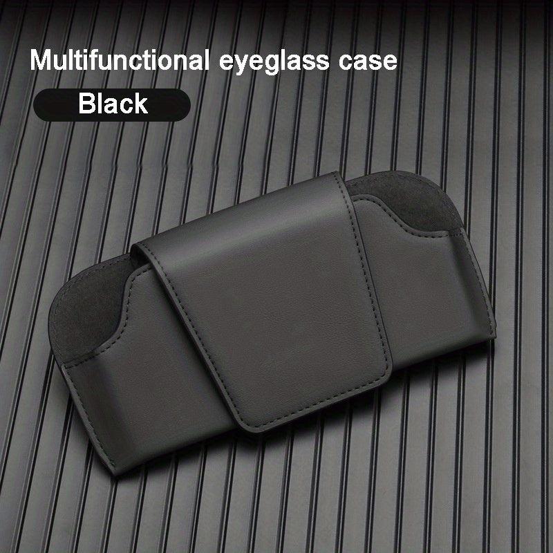 Car Sun Visor Glasses Box Sunglasses Storage Box PU Leather Glasses Clip