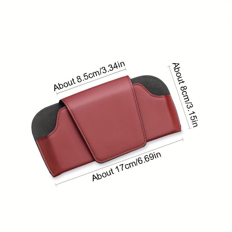 Car Sun Visor Glasses Box Sunglasses Storage Box PU Leather Glasses Clip