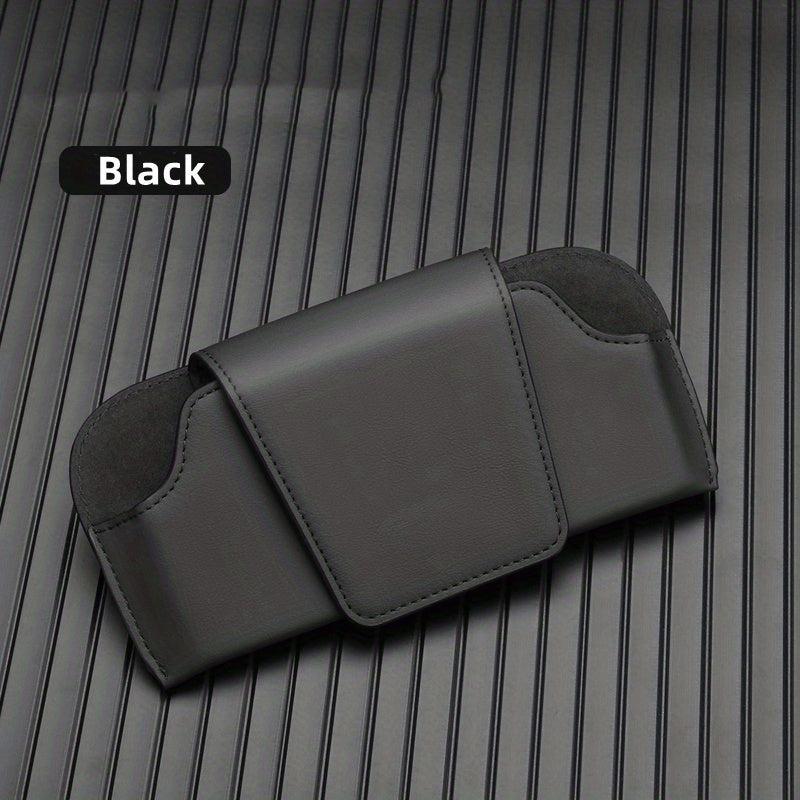 Car Sun Visor Glasses Box Sunglasses Storage Box PU Leather Glasses Clip