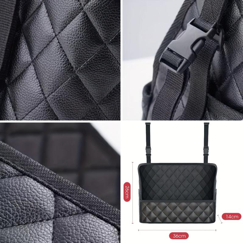 Car Organizer Mesh Bag Between Seats with Back Pocket