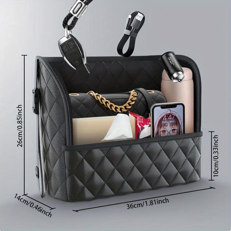 Car Organizer Mesh Bag Between Seats with Back Pocket