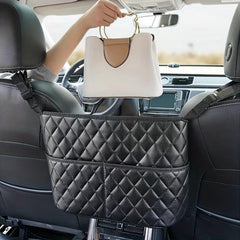 Car Organizer Mesh Bag Between Seats with Back Pocket