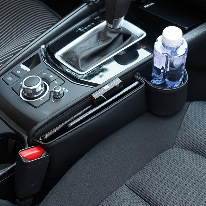 Car Faux Leather Seat Gap Storage Box Cup Holder Auto Center Console