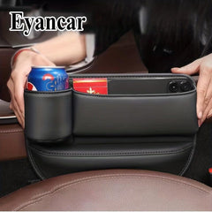 Car Faux Leather Seat Gap Storage Box Cup Holder Auto Center Console