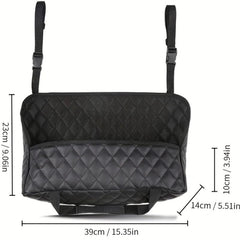 1pc Car Storage Bag Between Front Seats Faux Leather Removable Durable