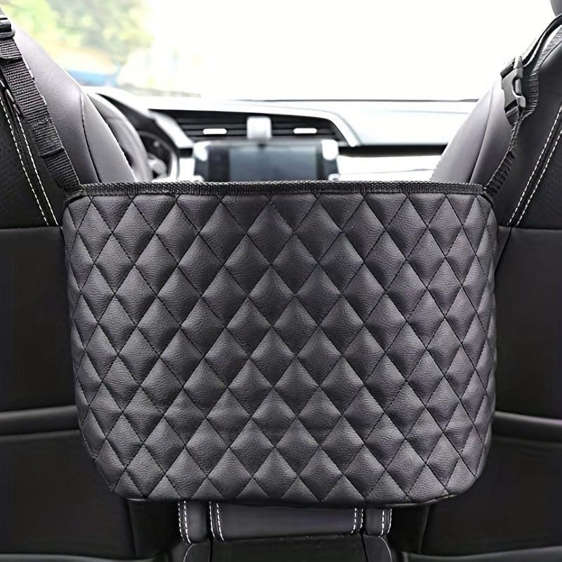 1pc Car Storage Bag Between Front Seats Faux Leather Removable Durable