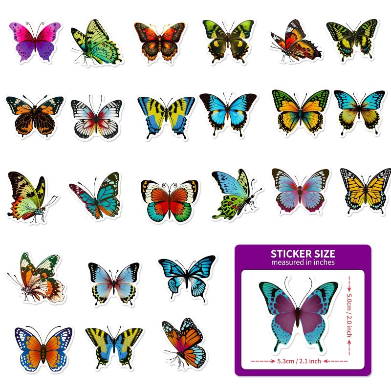 50pcs Colorful Butterfly Creative Stickers DIY for Car