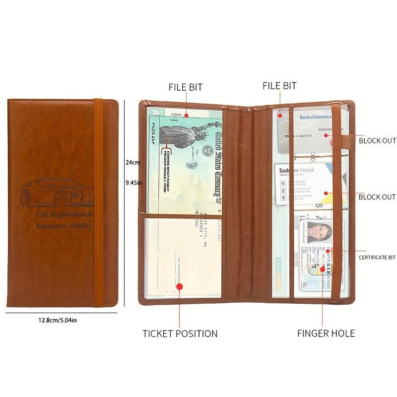 Car Registration & Insurance Card Holder PU Leather Organizer