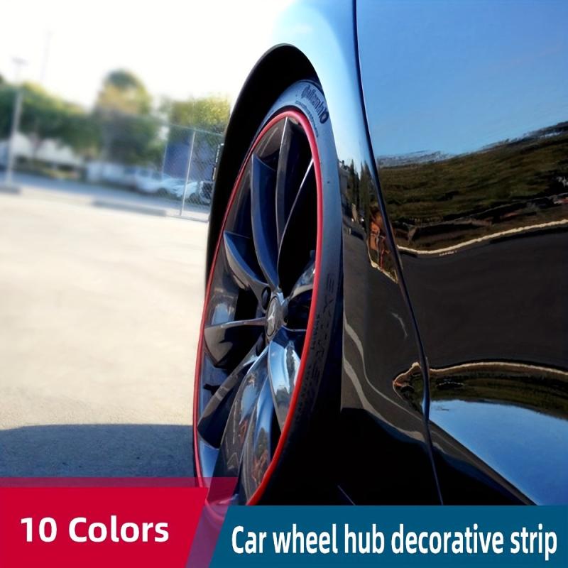 8M Car Bumper Decorative Strip Red Wheel Hub Ring Moulding Trim Edge Protective