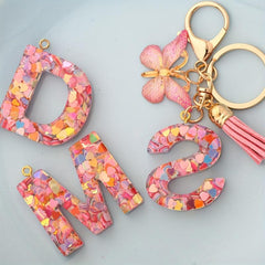 Initial Letter Keychain Tassel Butterfly Pendant Key Ring For Purse Handbags