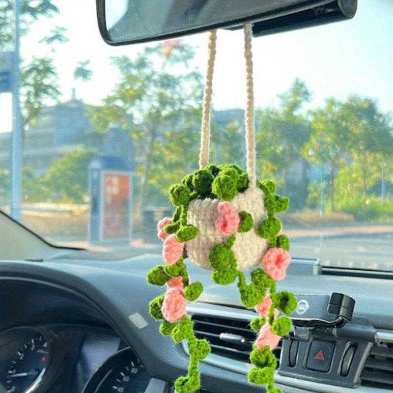 Crochet Orchid Pendant for Car Decor