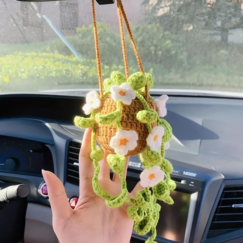 Crochet Orchid Pendant for Car Decor