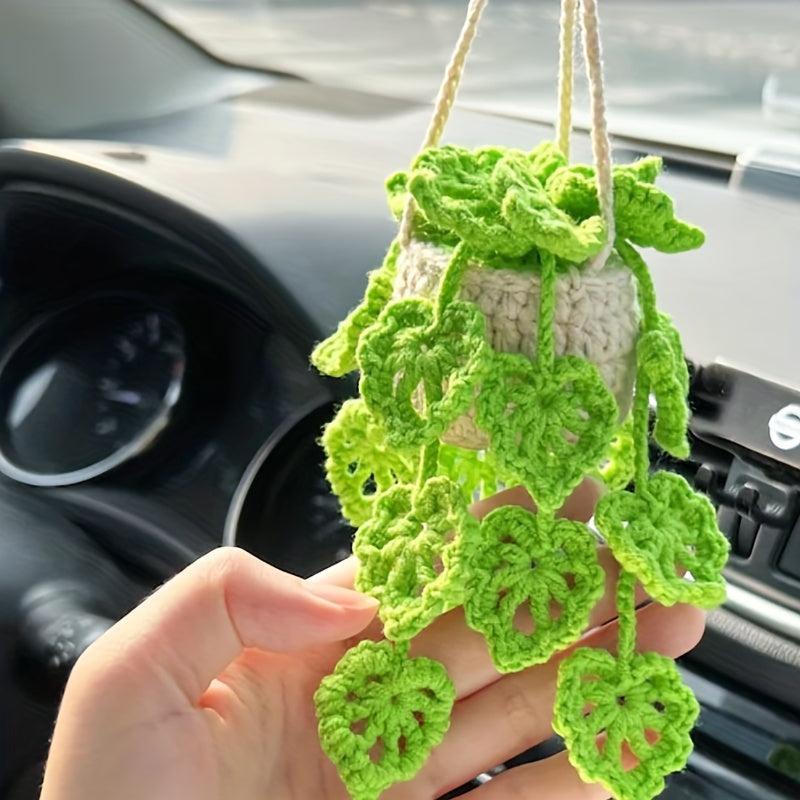 Crochet Orchid Pendant for Car Decor