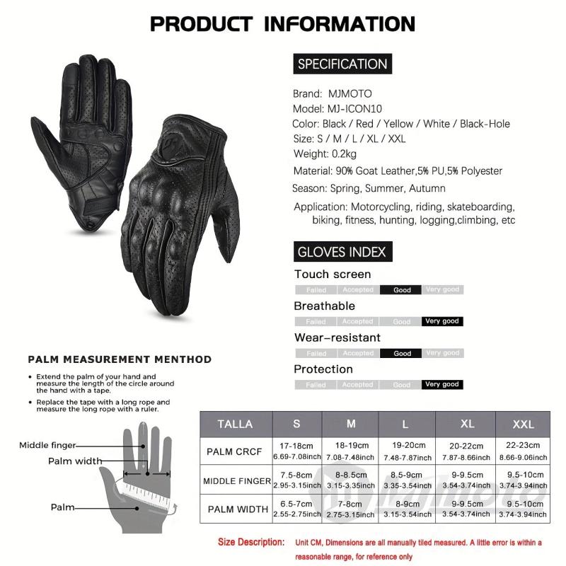 MJMOTO Summer Motorcycle Gloves Leather Men Touch Screen Breathable