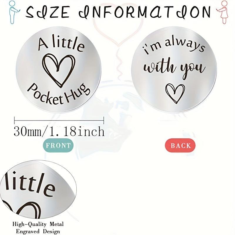 Pocket Hug Token Keychain Long Distance Stainless Steel Double Sided
