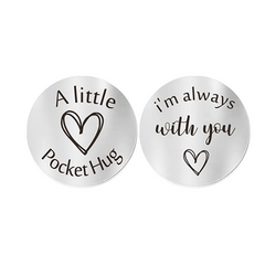 Pocket Hug Token Keychain Long Distance Stainless Steel Double Sided