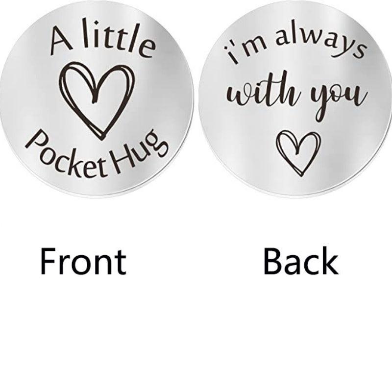 Pocket Hug Token Keychain Long Distance Stainless Steel Double Sided