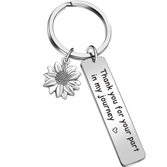 Stainless Steel Keychain Sunflower Pendant Gift For Friends