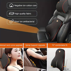 Car Headrest Lumbar Pillow Set Memory Foam Support