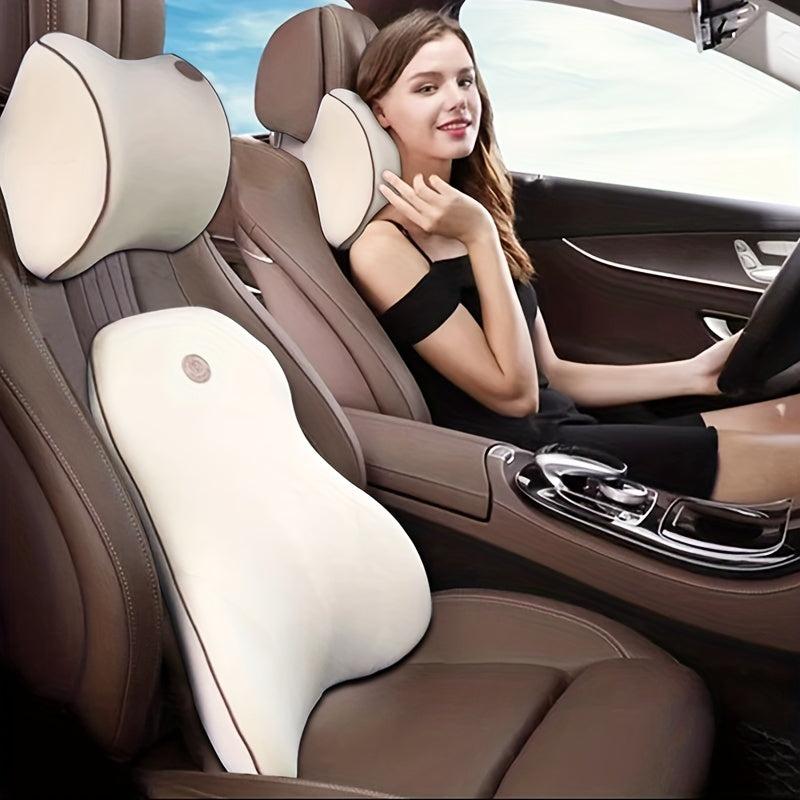 Car Headrest Lumbar Pillow Set Memory Foam Support
