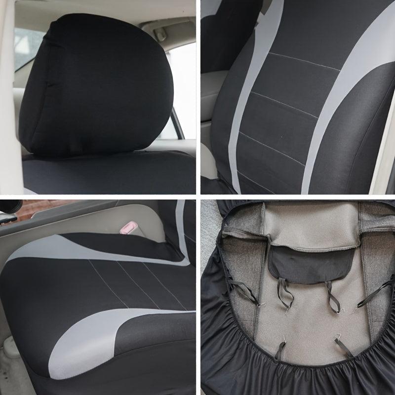 Polyester Car Seat Covers Front Pairs Gray Tan Red Universal Protector