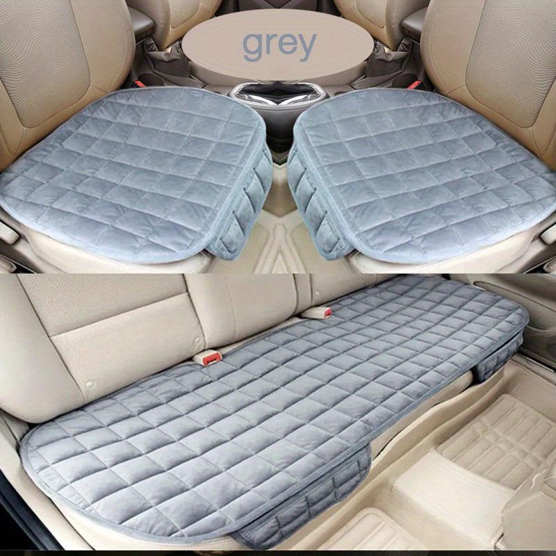 3pcs Plush Plaid Insulation Car Seat Cushions Car SUV Truck Protectors