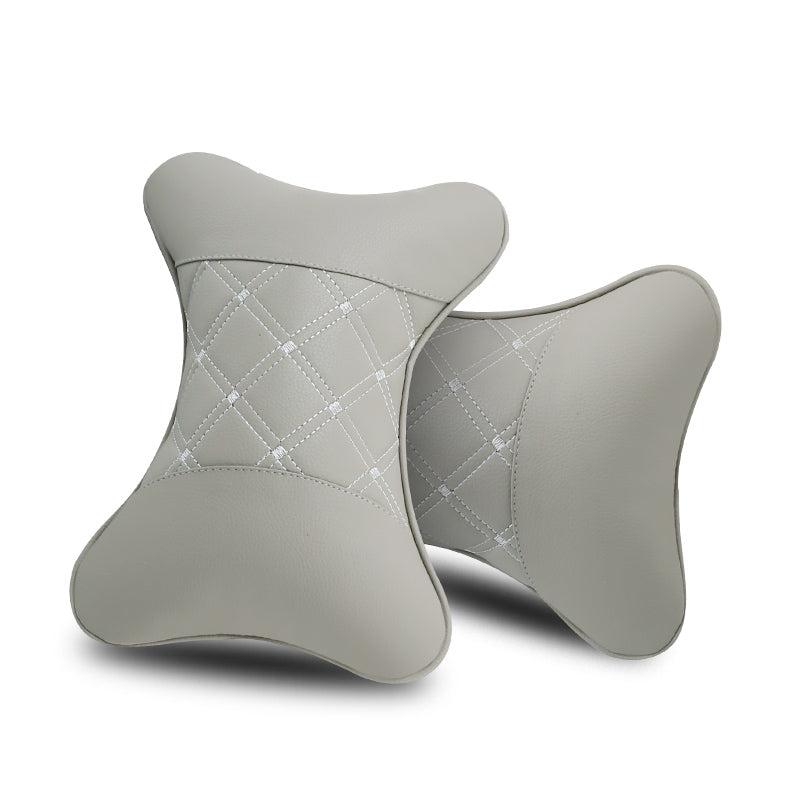 2pcs Leather Car Headrest Pillows Neck Pillows for Fatigue Driving