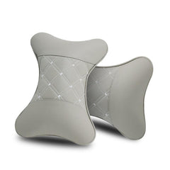 2pcs Leather Car Headrest Pillows Neck Pillows for Fatigue Driving