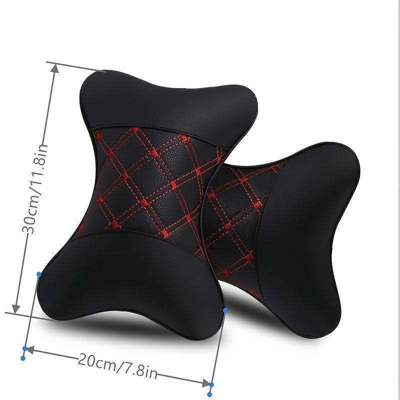 2pcs Leather Car Headrest Pillows Neck Pillows for Fatigue Driving